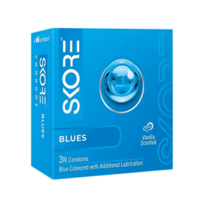 Skore Blue Coloured With Vanilla Flavoured Condom - 3Pcs Pack (India)